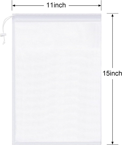 6pcs Mesh Bag Drawstring Mesh Laundry Bags, 11 x 15 Inch Durable Nylon for Pool Beach Ball Collecting Travel Gym Laundry and Toys(Multicolor)
