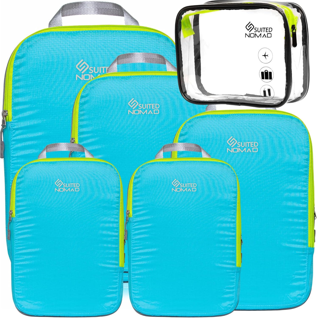 Ultralight Compression Packing Cubes Set, Suitcase and Backpack Travel Organizer Bags