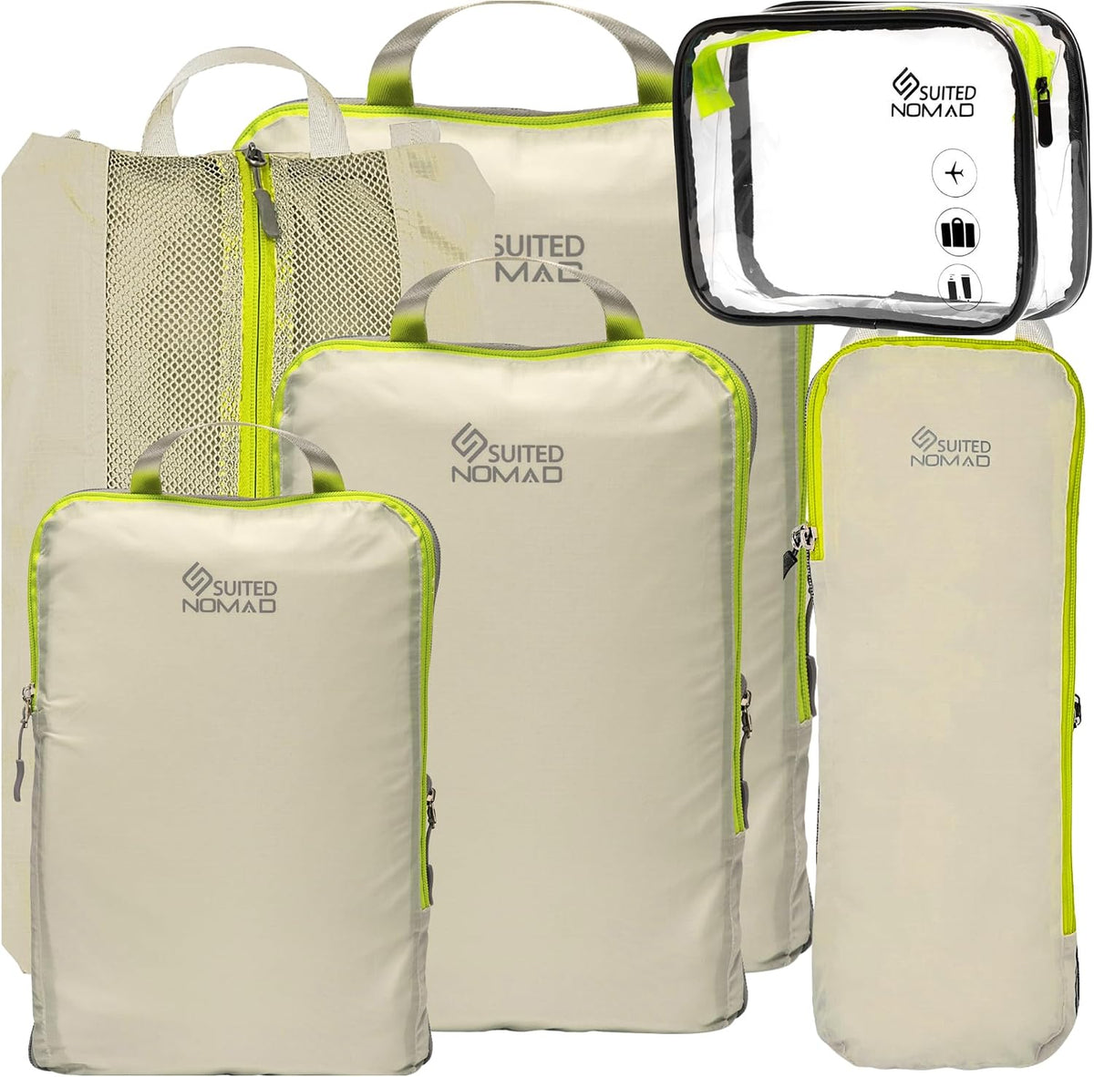 Ultralight Compression Packing Cubes Set, Suitcase and Backpack Travel Organizer Bags