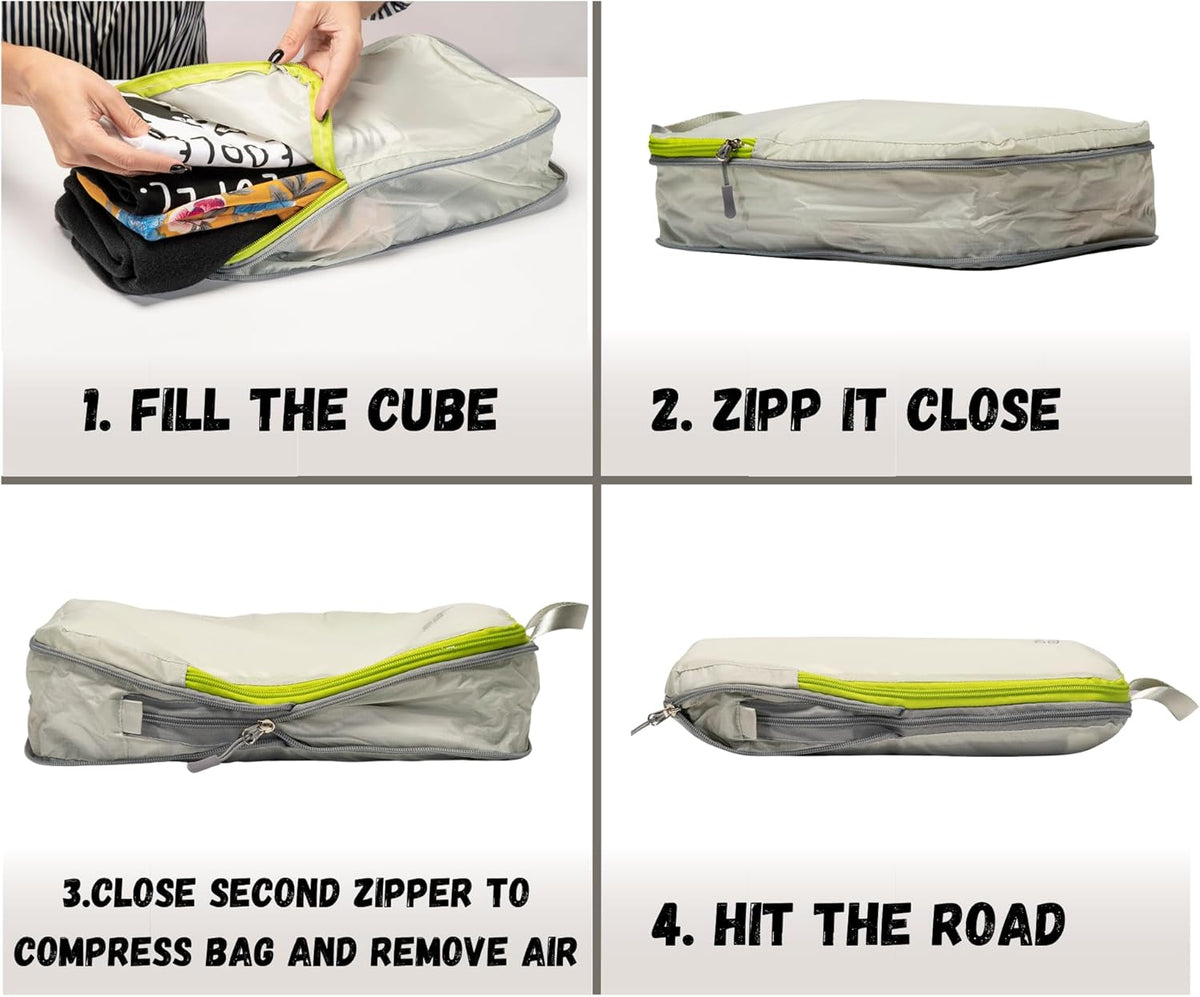 Ultralight Compression Packing Cubes Set, Suitcase and Backpack Travel Organizer Bags