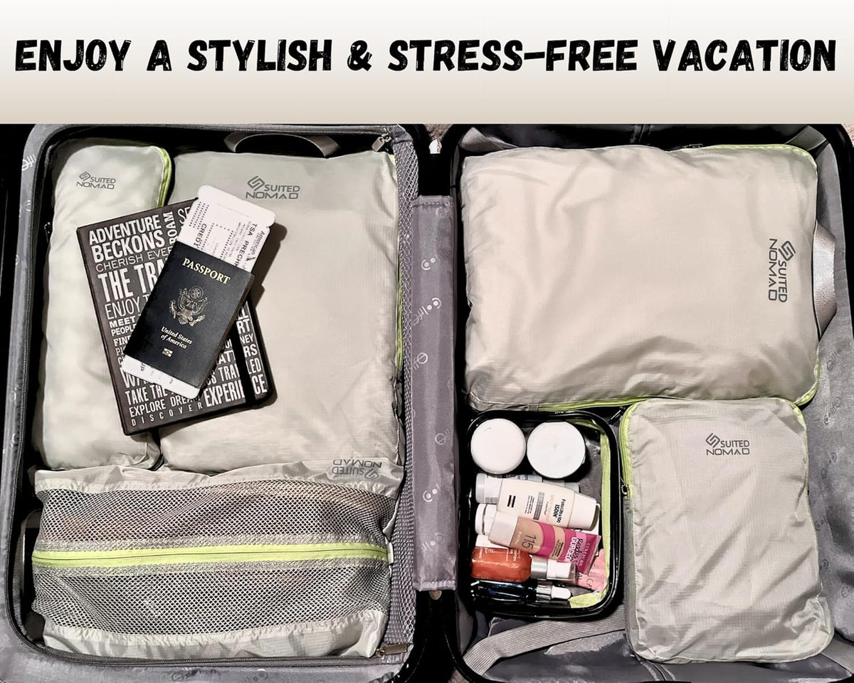 Ultralight Compression Packing Cubes Set, Suitcase and Backpack Travel Organizer Bags