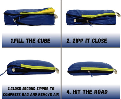 Ultralight Compression Packing Cubes Set, Suitcase and Backpack Travel Organizer Bags