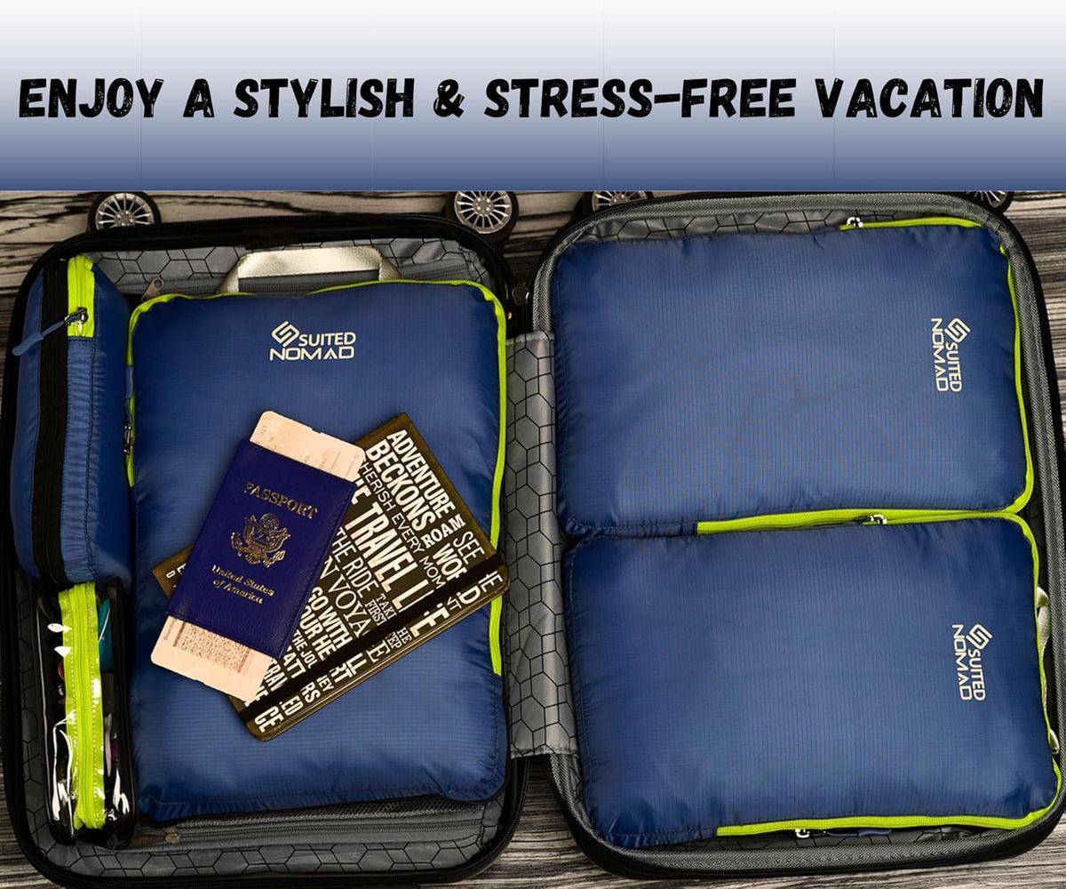 Ultralight Compression Packing Cubes Set, Suitcase and Backpack Travel Organizer Bags