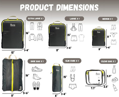 Ultralight Compression Packing Cubes Set, Suitcase and Backpack Travel Organizer Bags
