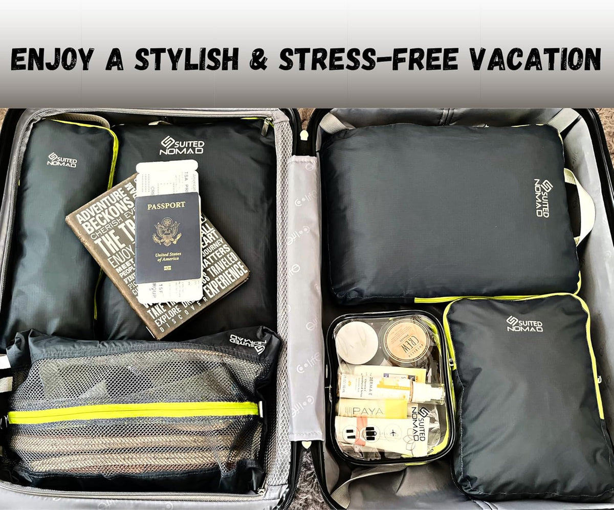 Ultralight Compression Packing Cubes Set, Suitcase and Backpack Travel Organizer Bags