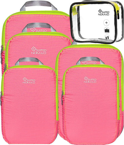 Ultralight Compression Packing Cubes Set, Suitcase and Backpack Travel Organizer Bags