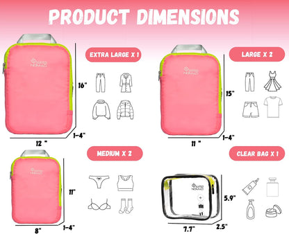 Ultralight Compression Packing Cubes Set, Suitcase and Backpack Travel Organizer Bags