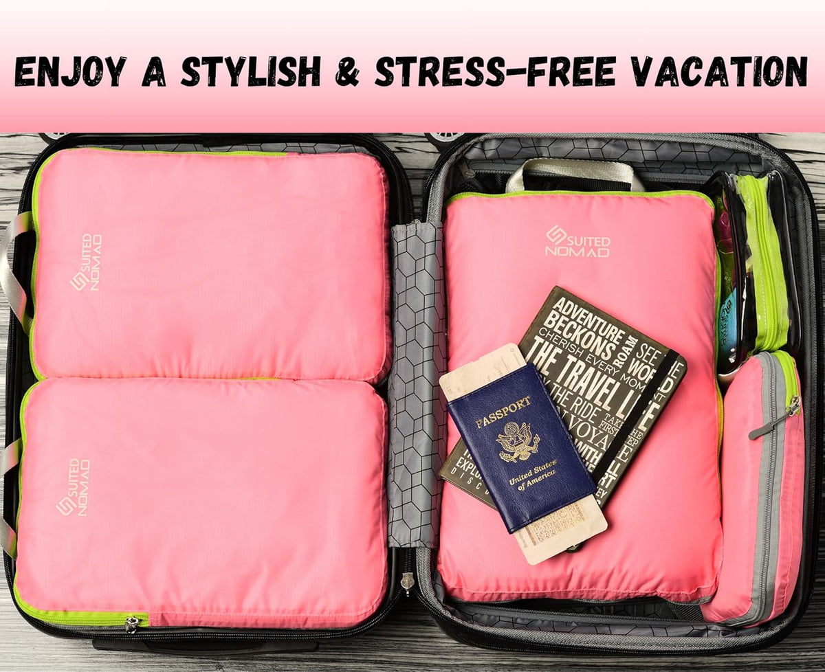 Ultralight Compression Packing Cubes Set, Suitcase and Backpack Travel Organizer Bags