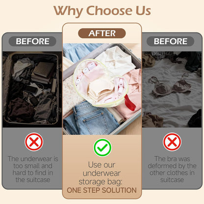 Women Travel Underwear Organizer Bag Large Soft Bra Packing Cubes | Portable, Luggage Travel Bag, for Underpants Socks Small Clothes