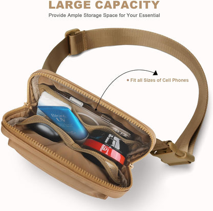 Two Way Zipper Fanny Pack for Women Men, Lightweight Crossbody Bag | Water-resistant Belt Bag with Adjustable Strap & Anti-Theft Pocket, Perfect for Workout, Running, Yoga, Shopping, Travel