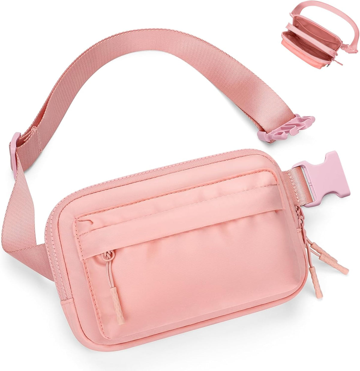 Two Way Zipper Fanny Pack for Women Men, Lightweight Crossbody Bag | Water-resistant Belt Bag with Adjustable Strap & Anti-Theft Pocket, Perfect for Workout, Running, Yoga, Shopping, Travel