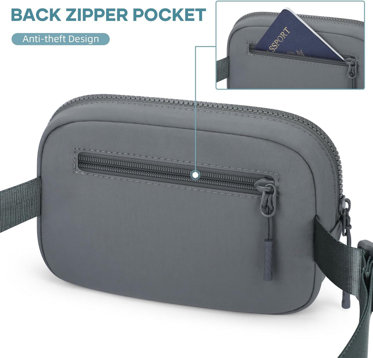 Two Way Zipper Fanny Pack for Women Men, Lightweight Crossbody Bag | Water-resistant Belt Bag with Adjustable Strap & Anti-Theft Pocket, Perfect for Workout, Running, Yoga, Shopping, Travel