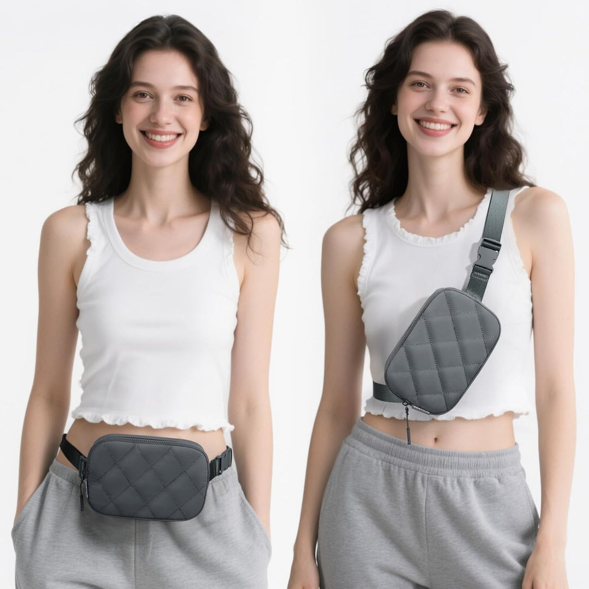 Two Way Zipper Fanny Pack for Women Men, Lightweight Crossbody Bag | Water-resistant Belt Bag with Adjustable Strap & Anti-Theft Pocket, Perfect for Workout, Running, Yoga, Shopping, Travel