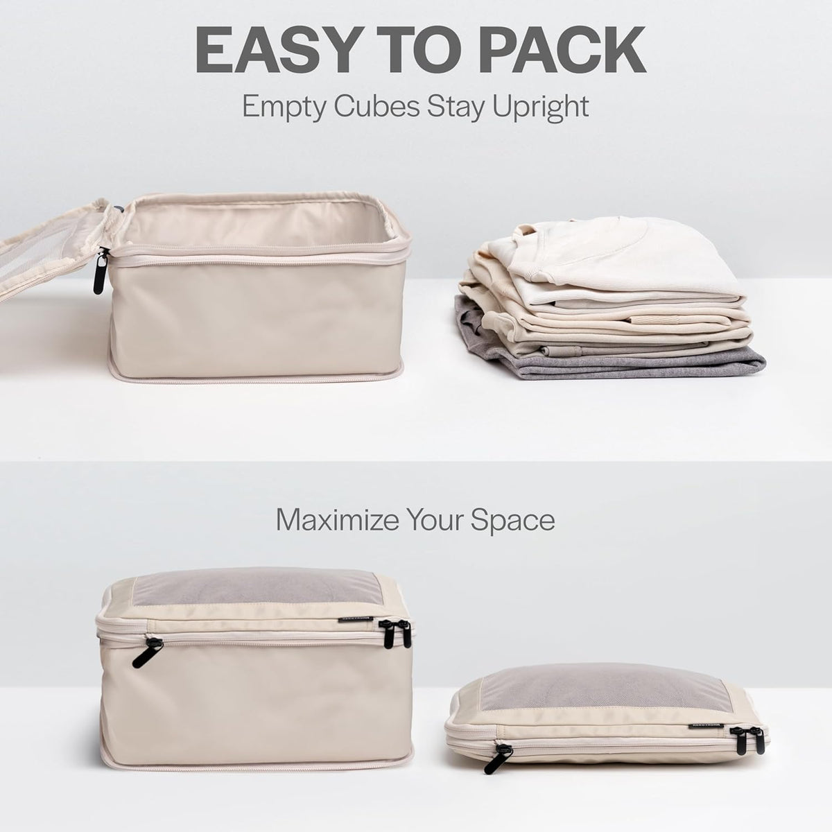 Compression Packing Cubes for Travel - Luggage Organizer Bags - Double Zipper Packing Cubes for Suitcases (Teal)