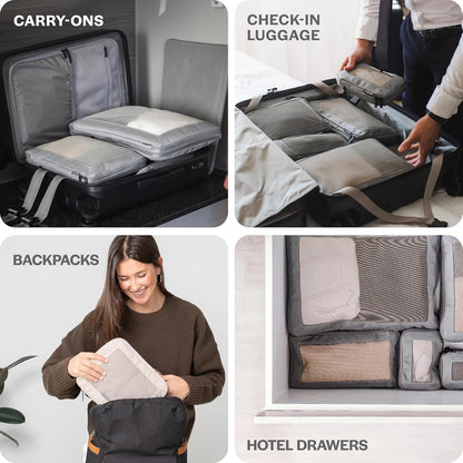 Compression Packing Cubes for Travel - Luggage Organizer Bags - Double Zipper Packing Cubes for Suitcases (Teal)
