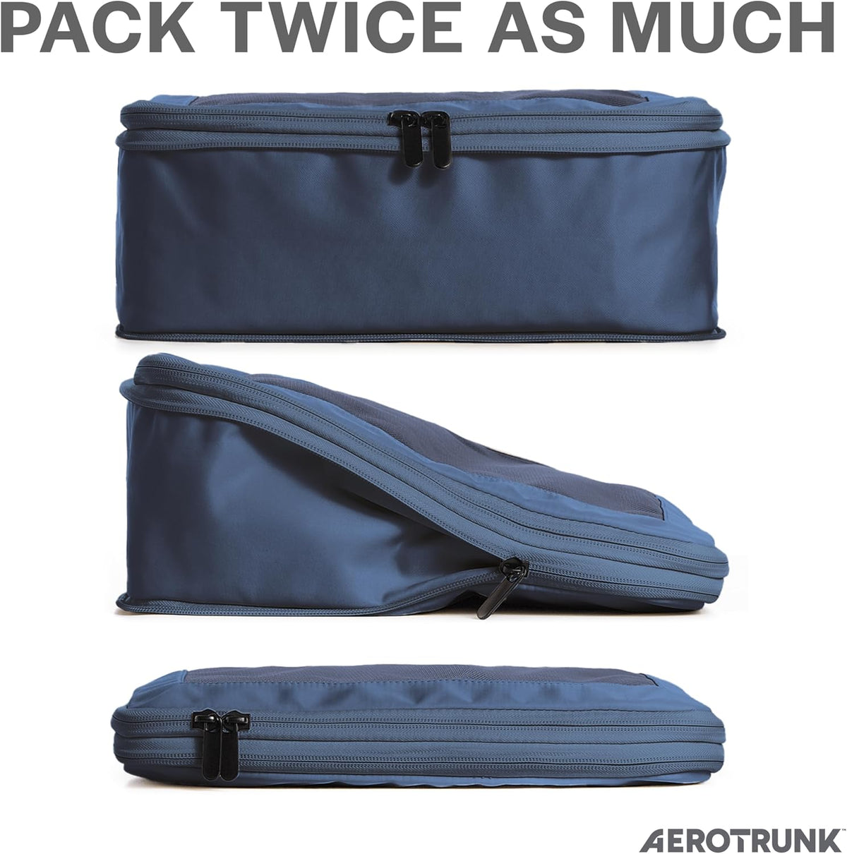 Compression Packing Cubes for Travel - Luggage Organizer Bags - Double Zipper Packing Cubes for Suitcases (Teal)