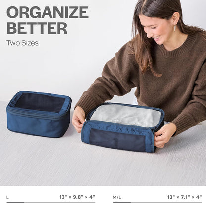 Compression Packing Cubes for Travel - Luggage Organizer Bags - Double Zipper Packing Cubes for Suitcases (Teal)