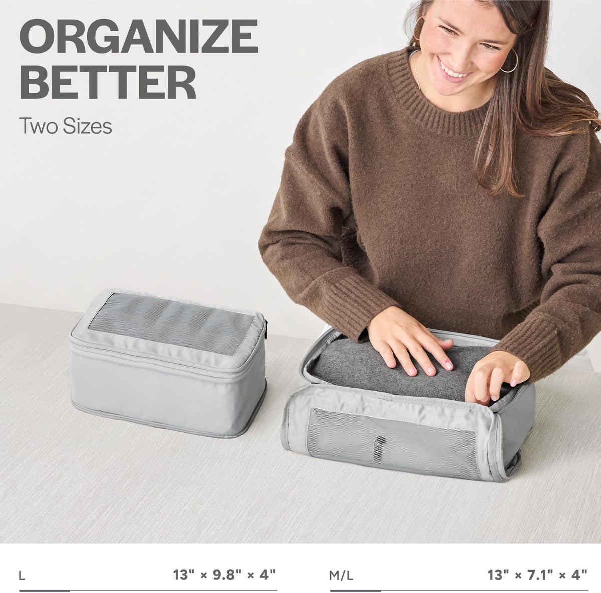 Compression Packing Cubes for Travel - Luggage Organizer Bags - Double Zipper Packing Cubes for Suitcases (Teal)