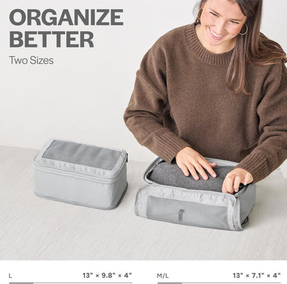Compression Packing Cubes for Travel - Luggage Organizer Bags - Double Zipper Packing Cubes for Suitcases (Teal)