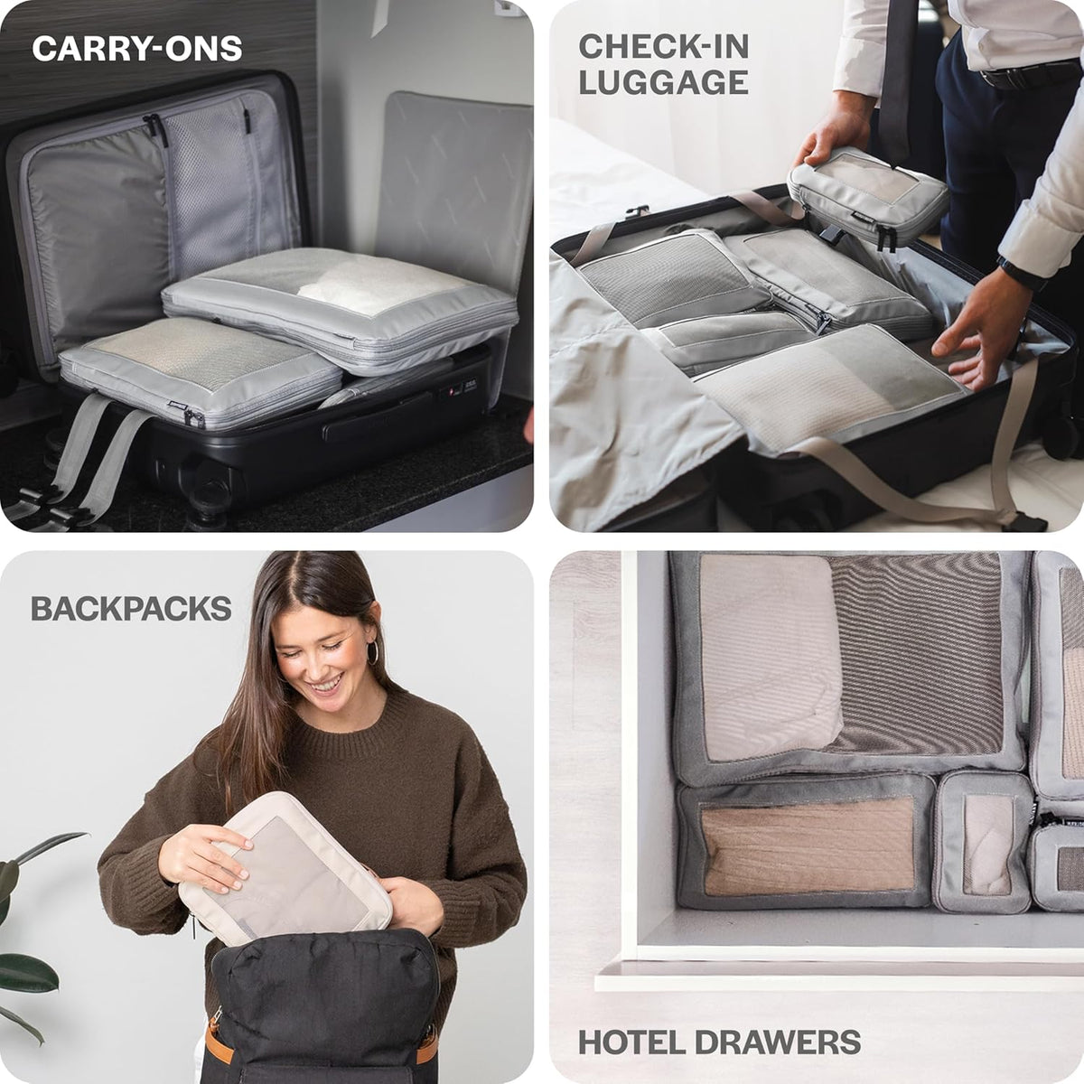 Compression Packing Cubes for Travel - Luggage Organizer Bags - Double Zipper Packing Cubes for Suitcases (Teal)