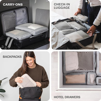 Compression Packing Cubes for Travel - Luggage Organizer Bags - Double Zipper Packing Cubes for Suitcases (Teal)