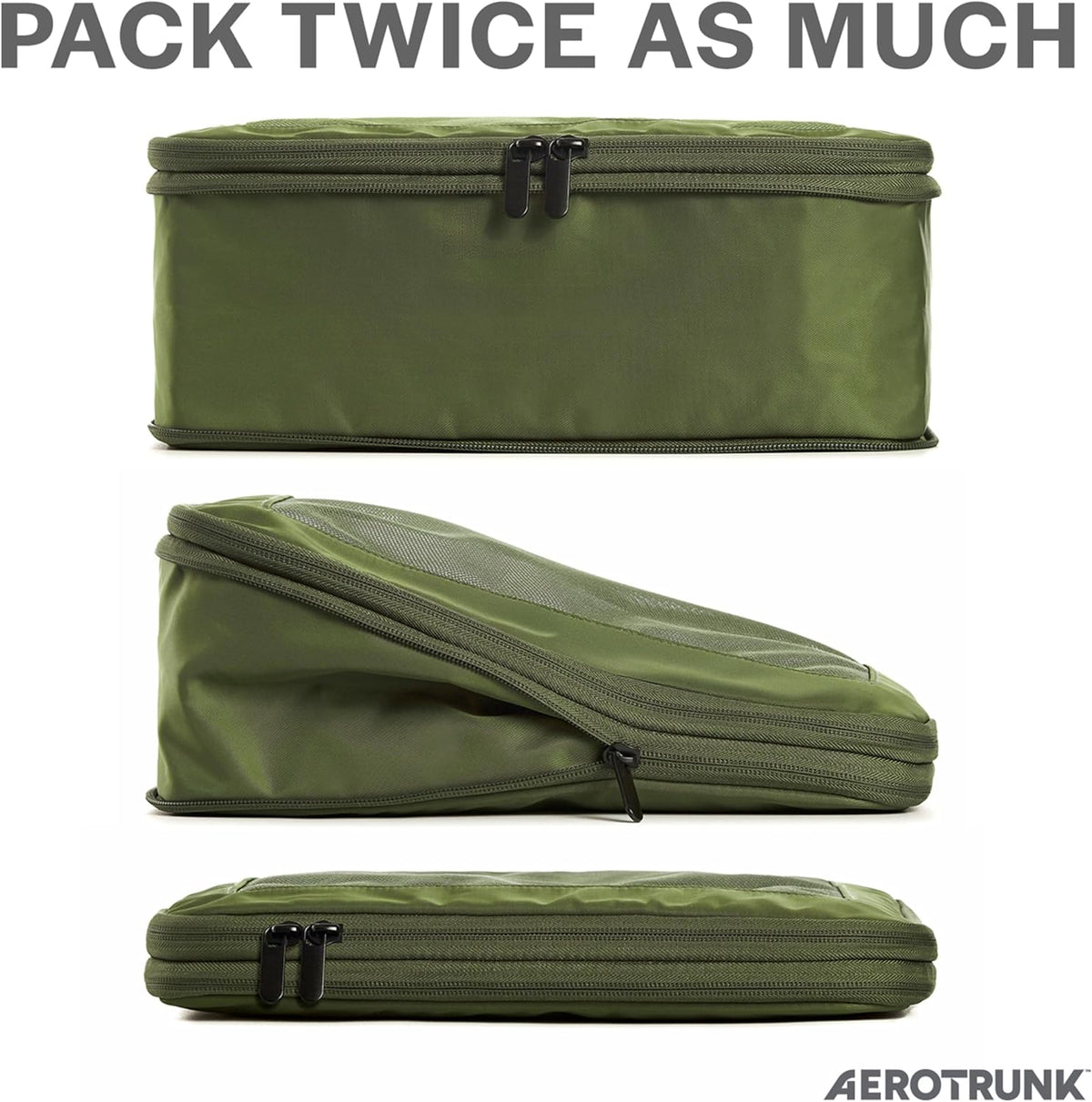 Compression Packing Cubes for Travel - Luggage Organizer Bags - Double Zipper Packing Cubes for Suitcases (Teal)