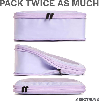 Compression Packing Cubes for Travel - Luggage Organizer Bags - Double Zipper Packing Cubes for Suitcases (Teal)