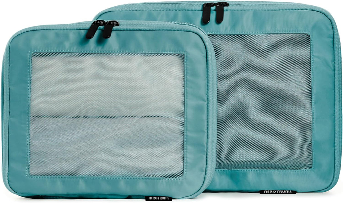 Compression Packing Cubes for Travel - Luggage Organizer Bags - Double Zipper Packing Cubes for Suitcases (Teal)