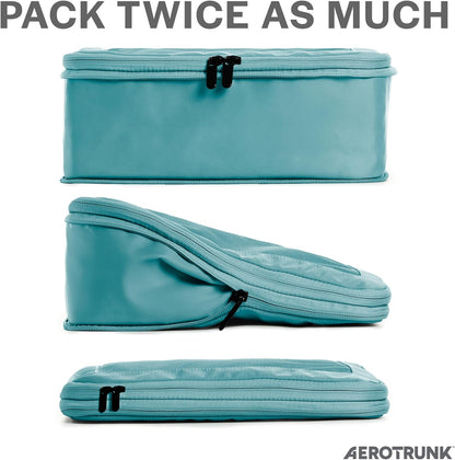 Compression Packing Cubes for Travel - Luggage Organizer Bags - Double Zipper Packing Cubes for Suitcases (Teal)