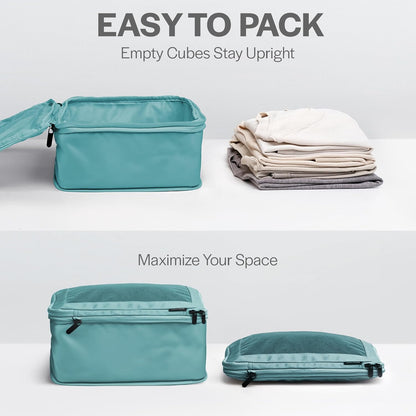Compression Packing Cubes for Travel - Luggage Organizer Bags - Double Zipper Packing Cubes for Suitcases (Teal)