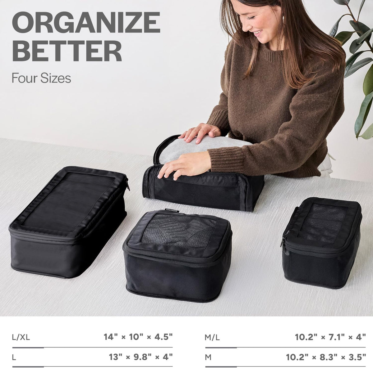 Compression Packing Cubes for Travel - Luggage Organizer Bags - Double Zipper Packing Cubes for Suitcases (Teal)