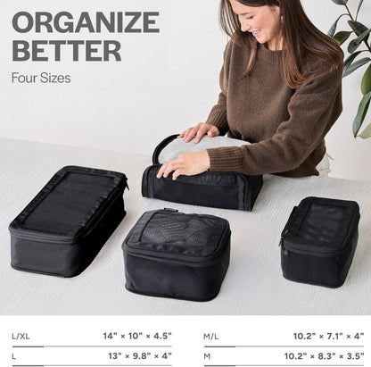 Compression Packing Cubes for Travel - Luggage Organizer Bags - Double Zipper Packing Cubes for Suitcases (Teal)