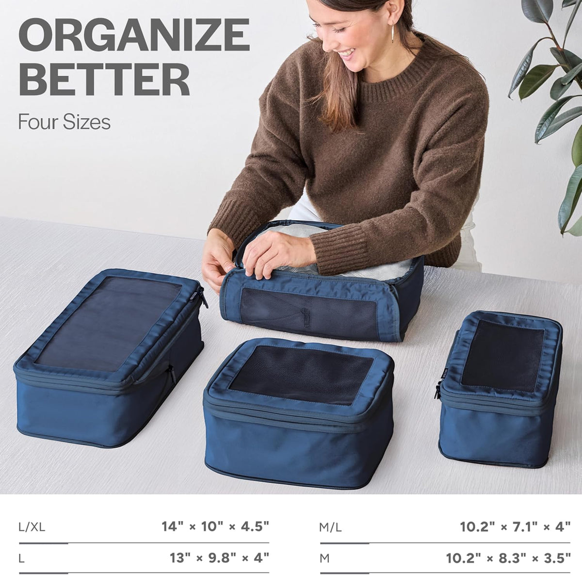 Compression Packing Cubes for Travel - Luggage Organizer Bags - Double Zipper Packing Cubes for Suitcases (Teal)