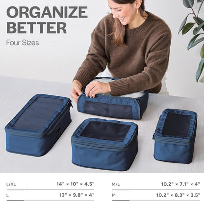 Compression Packing Cubes for Travel - Luggage Organizer Bags - Double Zipper Packing Cubes for Suitcases (Teal)