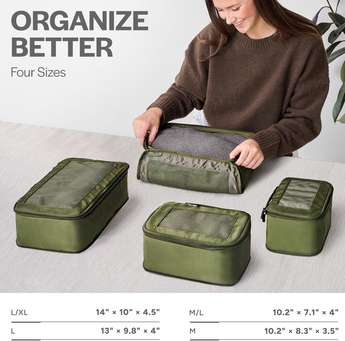 Compression Packing Cubes for Travel - Luggage Organizer Bags - Double Zipper Packing Cubes for Suitcases (Teal)