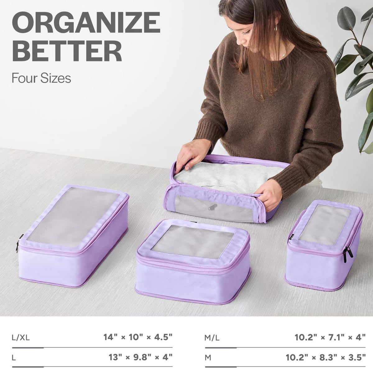 Compression Packing Cubes for Travel - Luggage Organizer Bags - Double Zipper Packing Cubes for Suitcases (Teal)