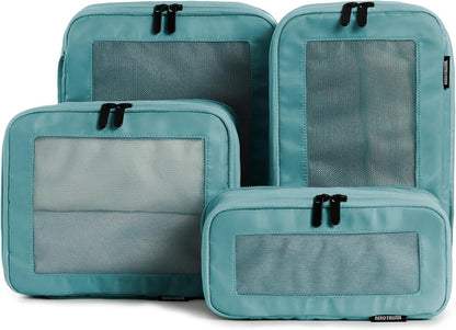 Compression Packing Cubes for Travel - Luggage Organizer Bags - Double Zipper Packing Cubes for Suitcases (Teal)