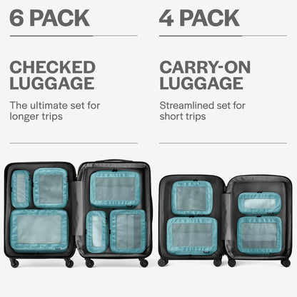 Compression Packing Cubes for Travel - Luggage Organizer Bags - Double Zipper Packing Cubes for Suitcases (Teal)