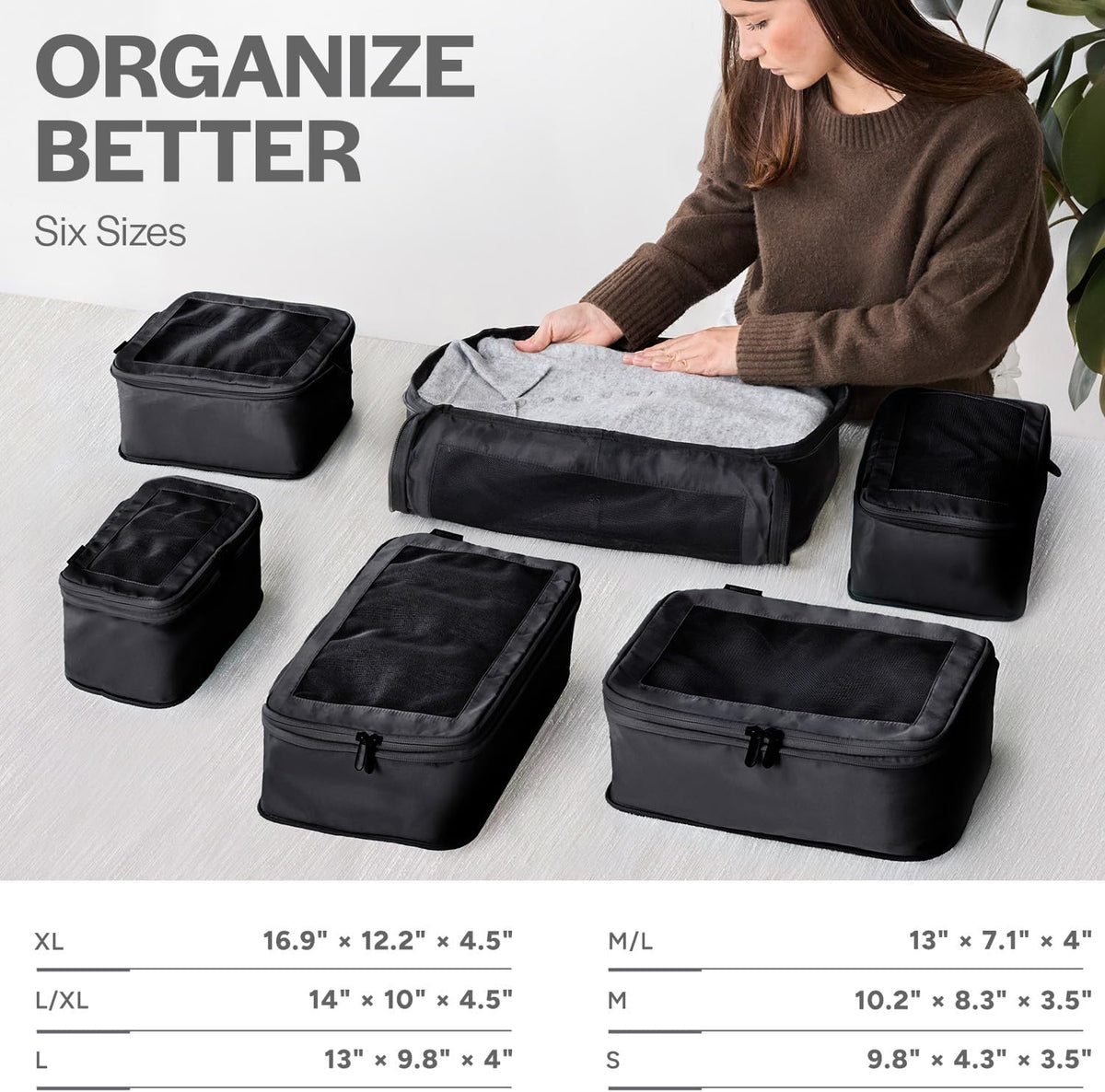 Compression Packing Cubes for Travel - Luggage Organizer Bags - Double Zipper Packing Cubes for Suitcases (Teal)