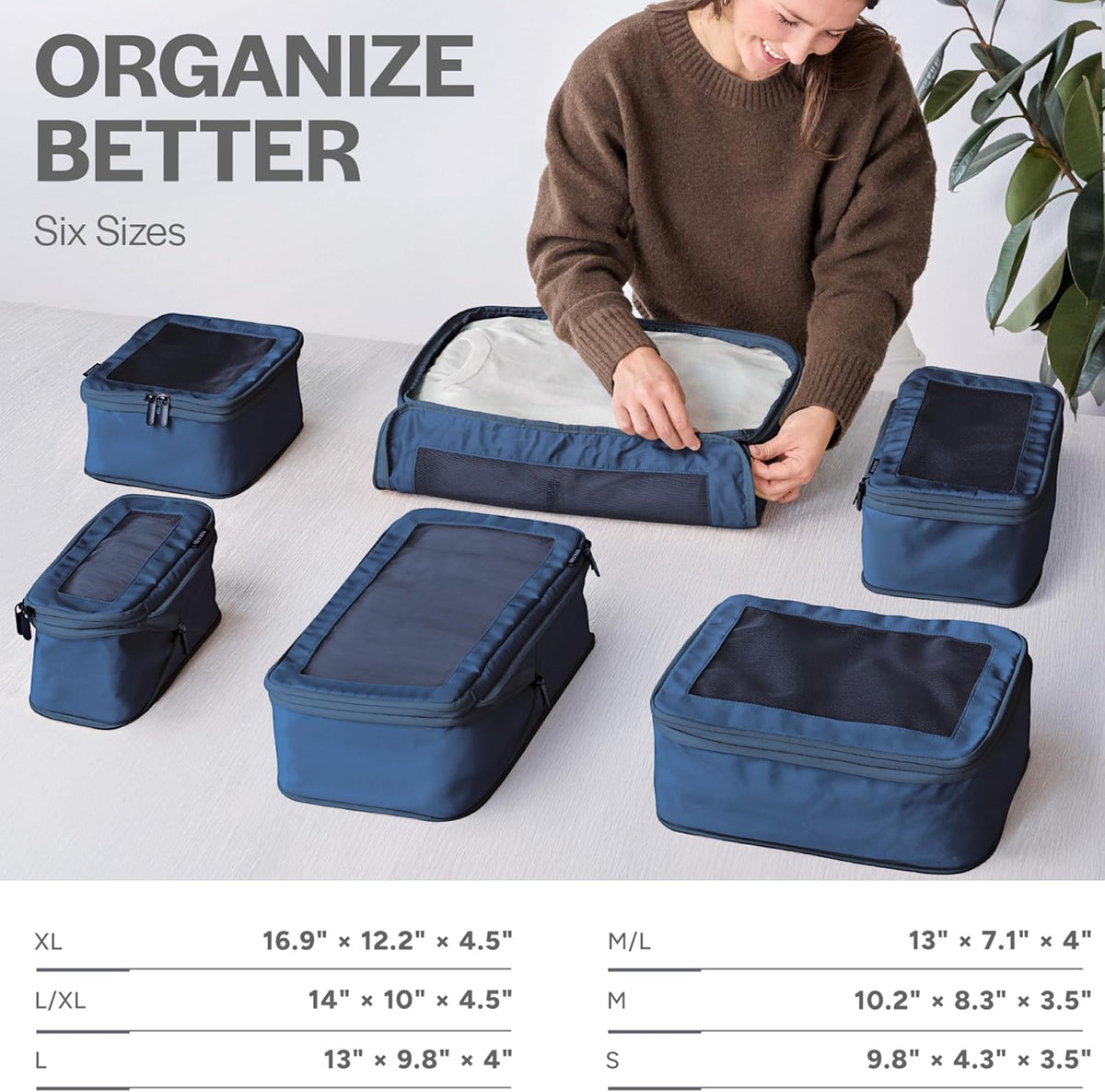 Compression Packing Cubes for Travel - Luggage Organizer Bags - Double Zipper Packing Cubes for Suitcases (Teal)