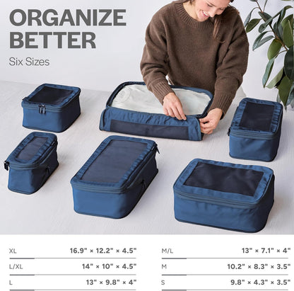 Compression Packing Cubes for Travel - Luggage Organizer Bags - Double Zipper Packing Cubes for Suitcases (Teal)