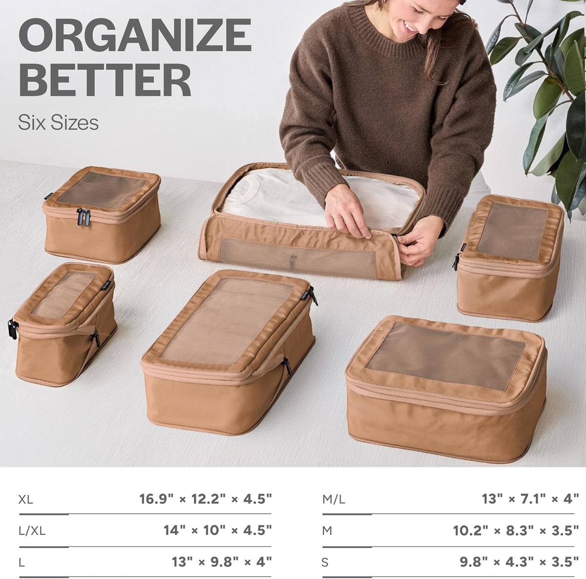 Compression Packing Cubes for Travel - Luggage Organizer Bags - Double Zipper Packing Cubes for Suitcases (Teal)