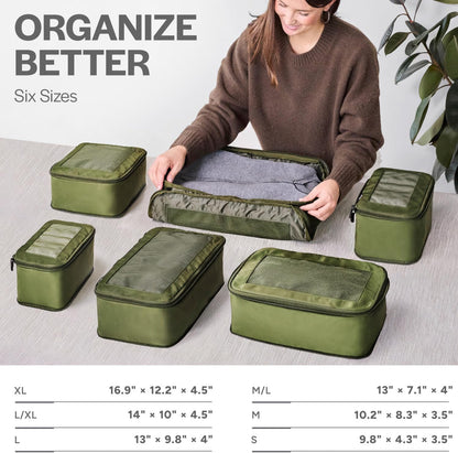 Compression Packing Cubes for Travel - Luggage Organizer Bags - Double Zipper Packing Cubes for Suitcases (Teal)
