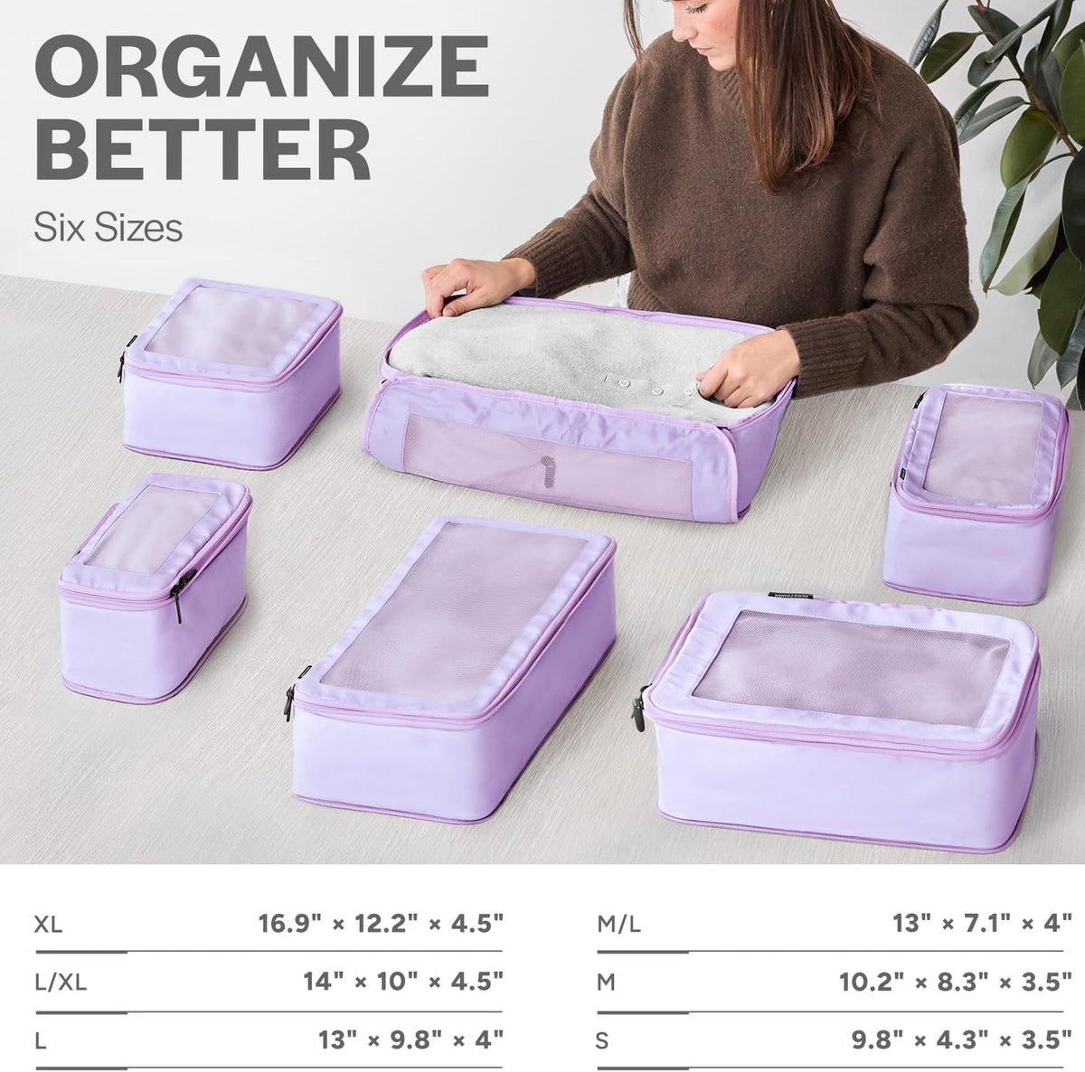 Compression Packing Cubes for Travel - Luggage Organizer Bags - Double Zipper Packing Cubes for Suitcases (Teal)