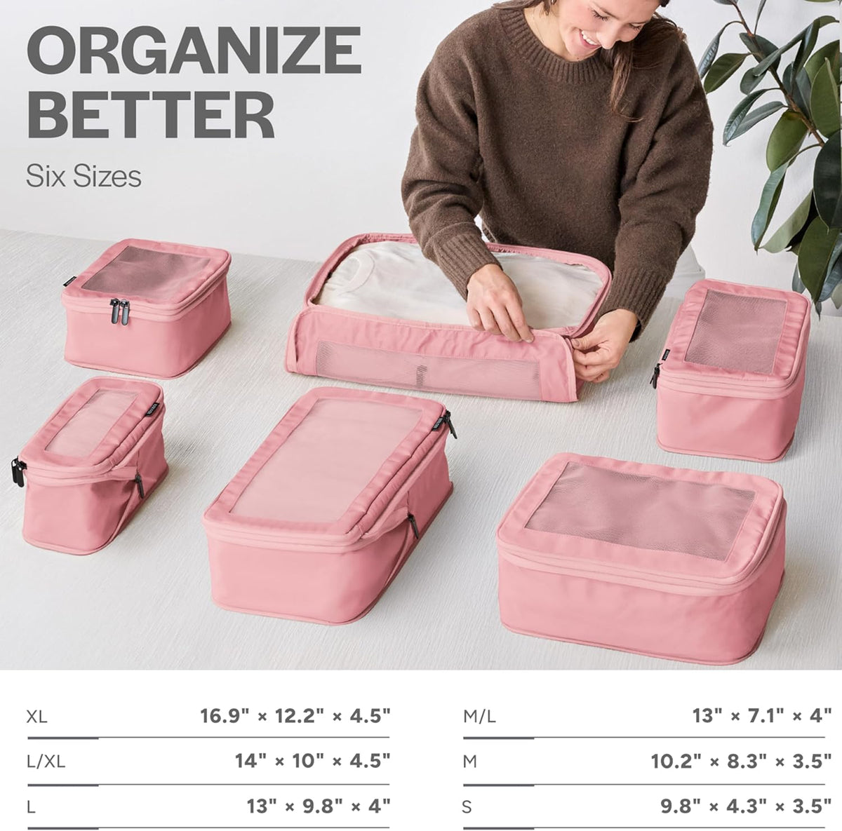 Compression Packing Cubes for Travel - Luggage Organizer Bags - Double Zipper Packing Cubes for Suitcases (Teal)