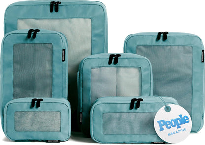 Compression Packing Cubes for Travel - Luggage Organizer Bags - Double Zipper Packing Cubes for Suitcases (Teal)