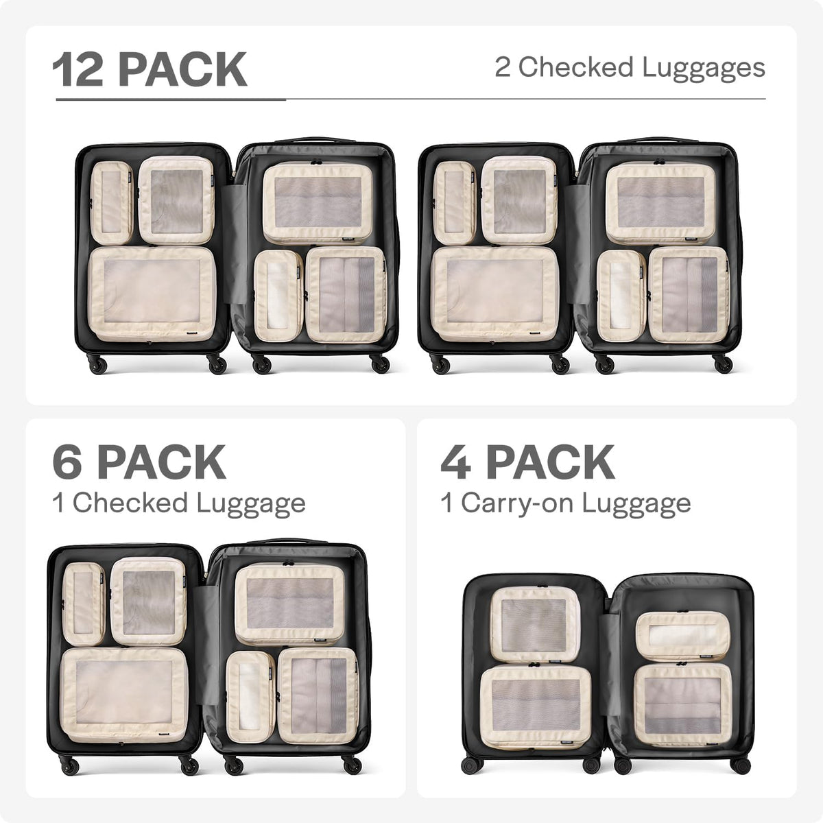 Compression Packing Cubes for Travel - Luggage Organizer Bags - Double Zipper Packing Cubes for Suitcases (Teal)
