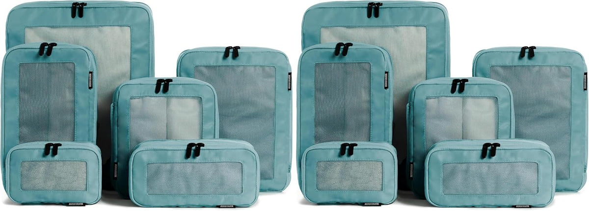 Compression Packing Cubes for Travel - Luggage Organizer Bags - Double Zipper Packing Cubes for Suitcases (Teal)