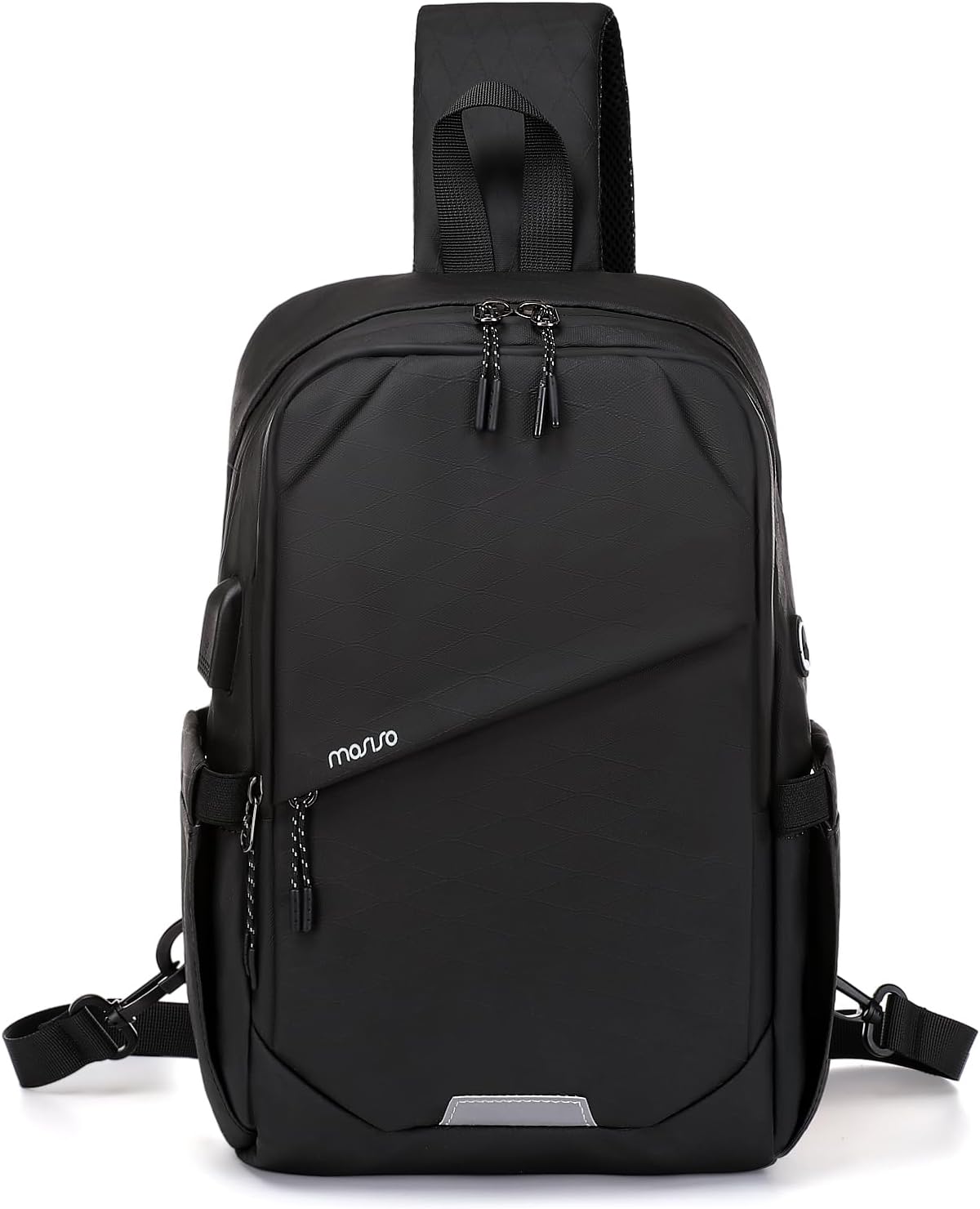 Sling Backpack Travel Hiking Daypack,Large Crossbody Sling Bag with USB Charging Port for Men Women 3 Layer Pockets One Shoulder Bag for Outdoor Sports Casual Commuting, Black