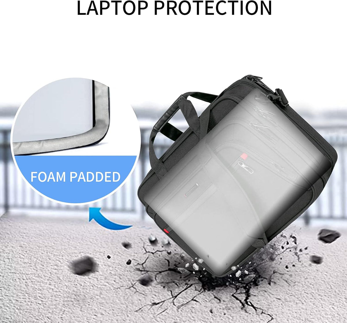Laptop Briefcase for Men Women, Fits Up to 17.3 Inch Laptop Expandable Premium Laptop Shoulder Bag Water-Repellent Messenger Bag Computer Bag for Travel/Business-Black